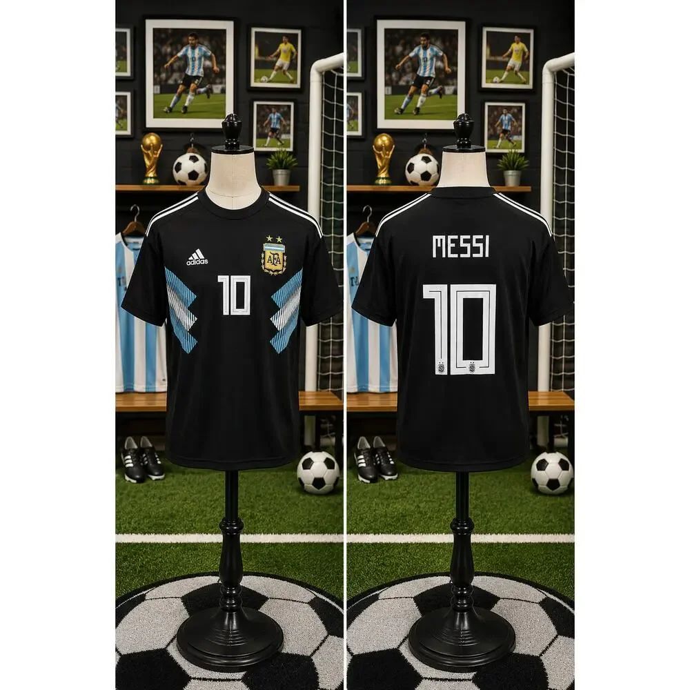 Adidas Argentina Messi 10 Black Soccer Jersey Size Large 2018 Away